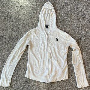PLAYBOY Cream Zip-Up Hoodie